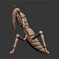 Low Poly Copper Mantis 3D Model With Shiny Metallic Texture And Reflective Surface 3d model