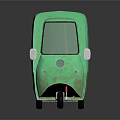 Vintage Green Small Van With Rounded Body Dark Windows And Black Wheels