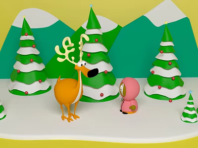 Modern Meichen Elk Christmas 3d model Modern Meichen Elk Christmas 3d model