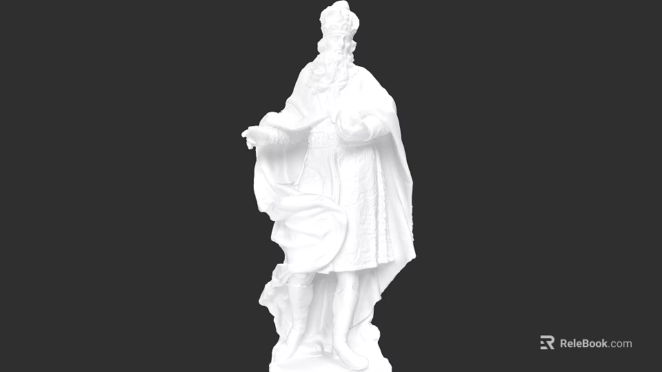 Classical European Architecture Decorative White Statue With Robe And Crown 3d model 