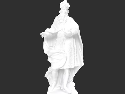 Classical European Architecture Decorative White Statue With Robe And Crown 3d model