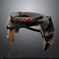 Retro Cyberpunk Grunge Gray Belt Featuring Pixel Art Red Heart Green Digital Display Orange Accents