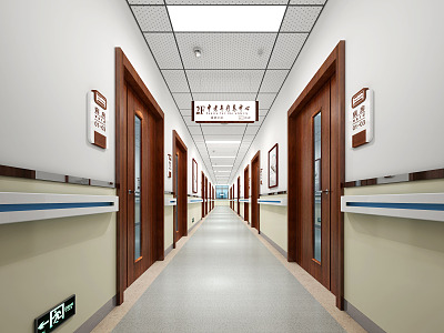 Modern aisle hospital corridor model