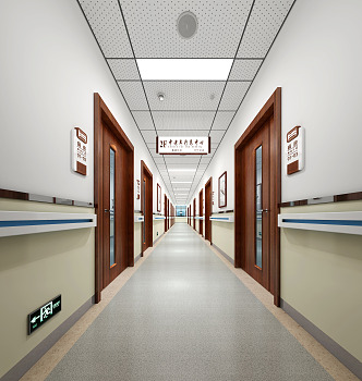 Modern aisle hospital corridor 3d model