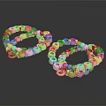 Two White Ring Shaped Household Items With Interconnected Beads And Smooth Finish 3d model