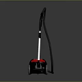 Red Vacuum Cleaner With Black Handle And Hose Bottom Wheels Design