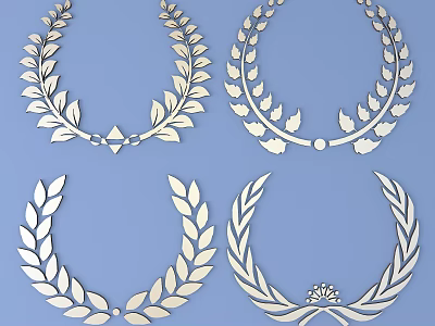 Elegant Carved Laurel Leaf Wreath Decorations With Intricate Designs 3d model