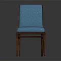 Modern Blue Upholstered Dining Chair With Textured Backrest And Wooden Legs