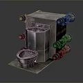 Metallic Sanitary Ware Toilet With Connected Metal Pipes And Modern Design
