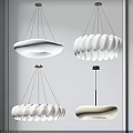 Modern Elegant Feather Shaped Round White Chandeliers For Home Interior Decor