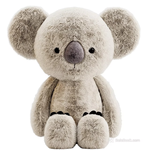 Cute Light Brown Koala Plush Toy With Big Ears Round Nose And Soft Fur 3d model 