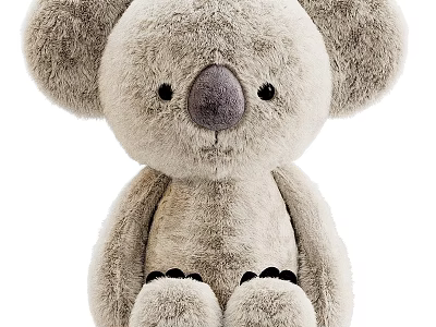 Cute Light Brown Koala Plush Toy With Big Ears Round Nose And Soft Fur 3d model