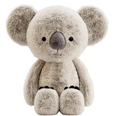 Cute Light Brown Koala Plush Toy With Big Ears Round Nose And Soft Fur 3d model