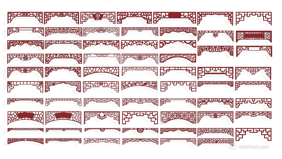 Chinese Traditional Carved Decorative Borders With Intricate Patterns And Designs 3d model