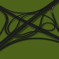 Complex Highway Interchange Structure With Black Roads On Green Background 3d model