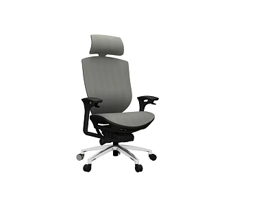 Ergonomic Gray Office Chair With High Backrest Black Armrests And Wheeled Base 3d model
