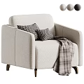 Stylish Beige Sofa and Coffee Table Set With Checkered Pillows Plaid Blanket and Metal Legs