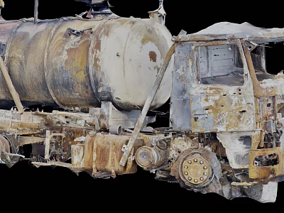 Rusted Old Abandoned Tanker Truck With Worn Metal And Broken Structure 3d model