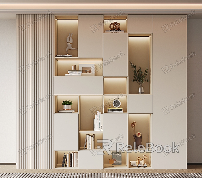 Modern Bookcase Cream Decorative Bookcase model