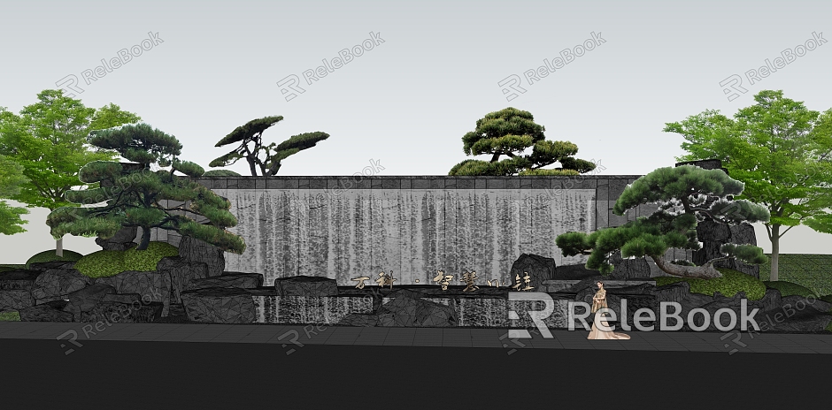 Courtyard flowing water landscape wall flowing water waterfall model