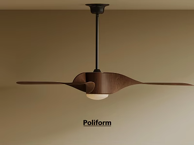 Modern Poliform Pendant Light With Wooden Blades And Metal Structure Design Feature 3d model
