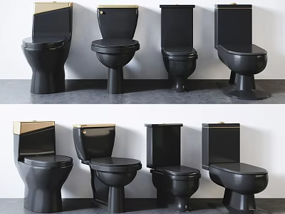Black Toilets In Various Modern Styles For Bathroom Interior Design 3d model