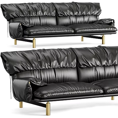 Modern Double Sofa Leather Double Sofa Leather Multiplayer Sofa 3d model