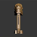 Futuristic Creature Role With Golden Mechanical Platform And Supports