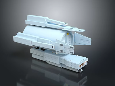 Futuristic White Spaceship Model With Sleek Design And Multiple Mechanical Components 3d model