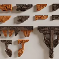 Traditional Wooden Decorative Components With Carved Patterns In Various Shapes For Architecture