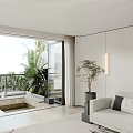 Modern Living Dining Room Interior With Sofa Coffee Table Green Plant And Pendant Light