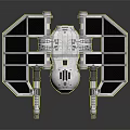 Futuristic Sci Fi Spaceship Model With White Body Solar Panel Wings And Dual Engines Design