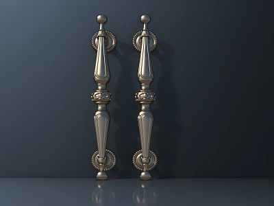 Decorative Silver Metal Handles With Ornate Patterns For Furniture Doors 3d model