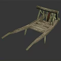 Vintage Wooden Cart With Rustic Planks And Sturdy Wooden Frame Design Elements