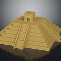 Cartoon Pyramid Scene With Stepped Structure Yellow Steps And Small Temple On Top 3d model