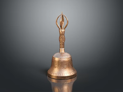 Reflective Brass Carved Bell Decor For Classic Furniture Accent Piece 3d model