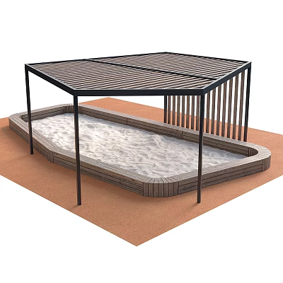 Outdoor Play Equipment Sandbox With Covered Canopy And Soft Surface 3d model
