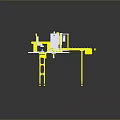 Industrial Mechanical Structure With Yellow Components White Workbench And Support Legs 3d model