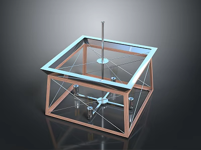 Geometric Metal Frame Structure With Vertical Pole And Support Components 3d model