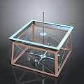 Geometric Metal Frame Structure With Vertical Pole And Support Components