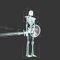 Mythical Game Movie Skeleton Warrior Character With Medieval Armor Large Sword And Metal Shield