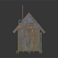 Rustic Post Station Model With Green And Blue Roof Wooden Structure And Platform