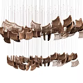 Elegant Modern Wooden Multi Layer Chandelier For Interior Design With Artistic Hanging Structure 3d model