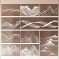 Abstract Wave And Mountain Line Patterns On Decorative Metallic Panels 3d model