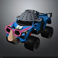 Playful Kids Furniture With Toy Car Design Blue Pink Decorative Elements And Wheels