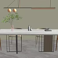 Modern Dining Table and Chair Combination Dining Table Dining Table and Chair Chandelier Dining Chair Vase 3d model