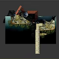 Medieval Castle Architecture with Red Roofs Towers Bridge and Surrounding Water