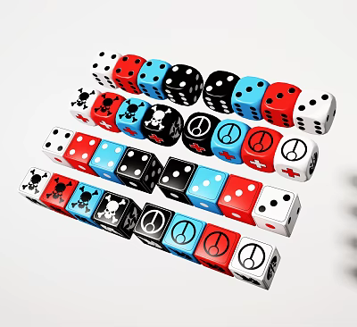 Colorful Dice Set with Various Symbols for Fun Board Game Entertainment 3d model Colorful Dice Set with Various Symbols for Fun Board Game Entertainment 3d model