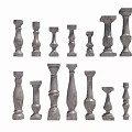 Decorative Columns With Various Ornate Designs And Different Sizes For Architectural Decor 3d model