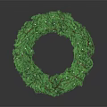 Green Christmas Wreath Ornament With White Beads For Holiday Decoration